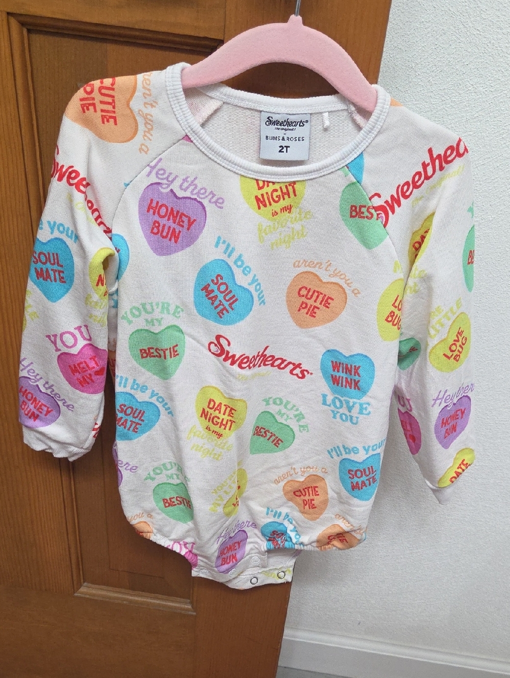 Sweethearts Cream Multicolor Conversation Heart Baby Bodysuit - 2T